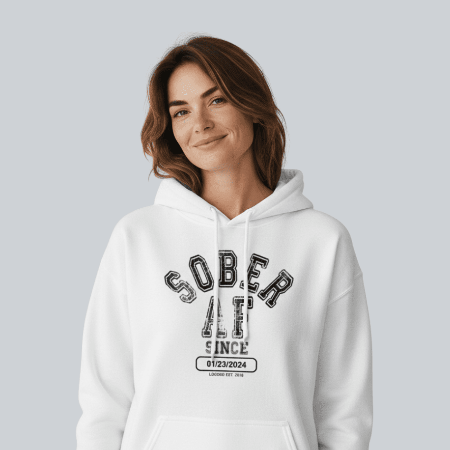 Recovery Hoodie | Sober AF Since Hoodie with Custom Sobriety Date