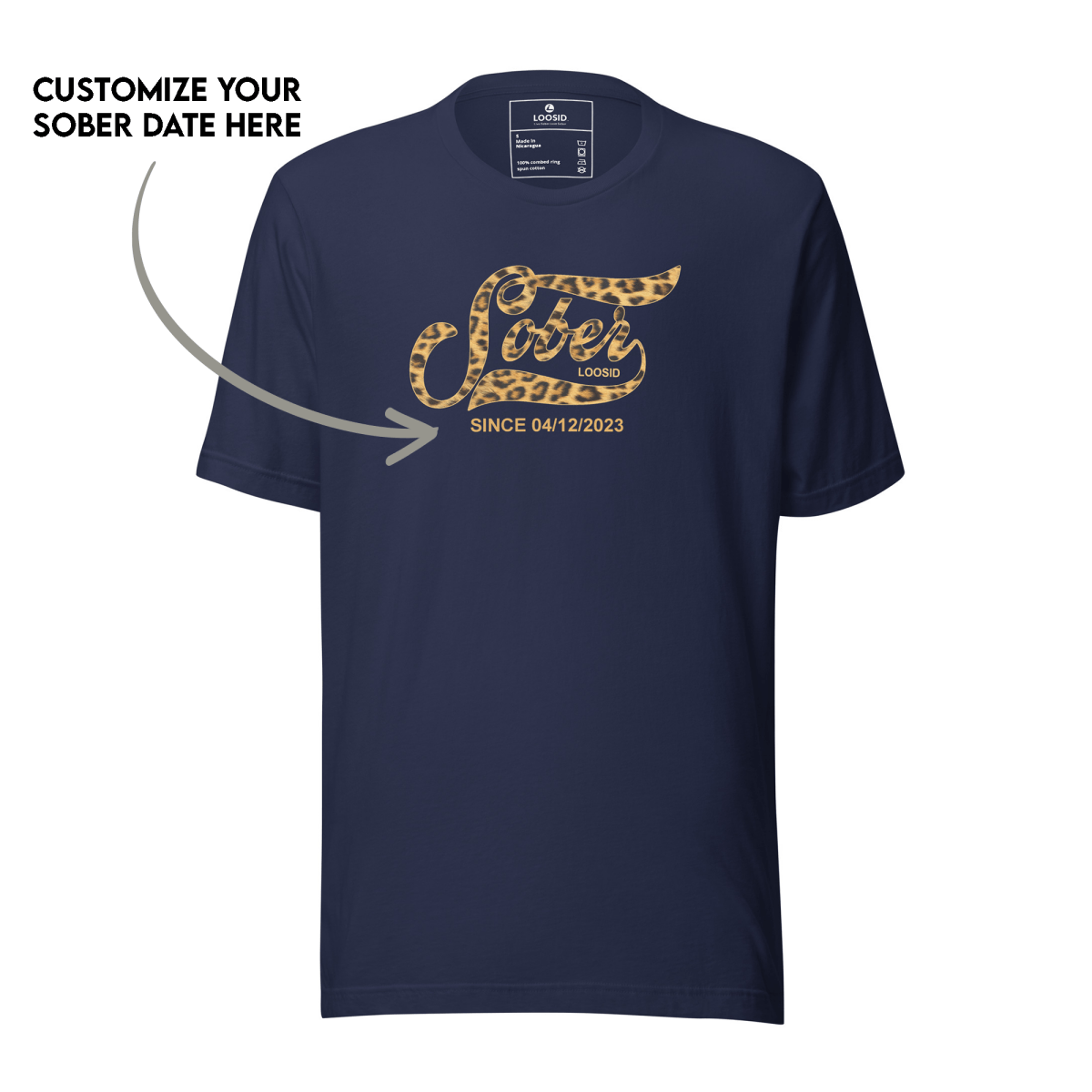 Leopard Sober Since T-Shirt w/ Personalized Sobriety Date