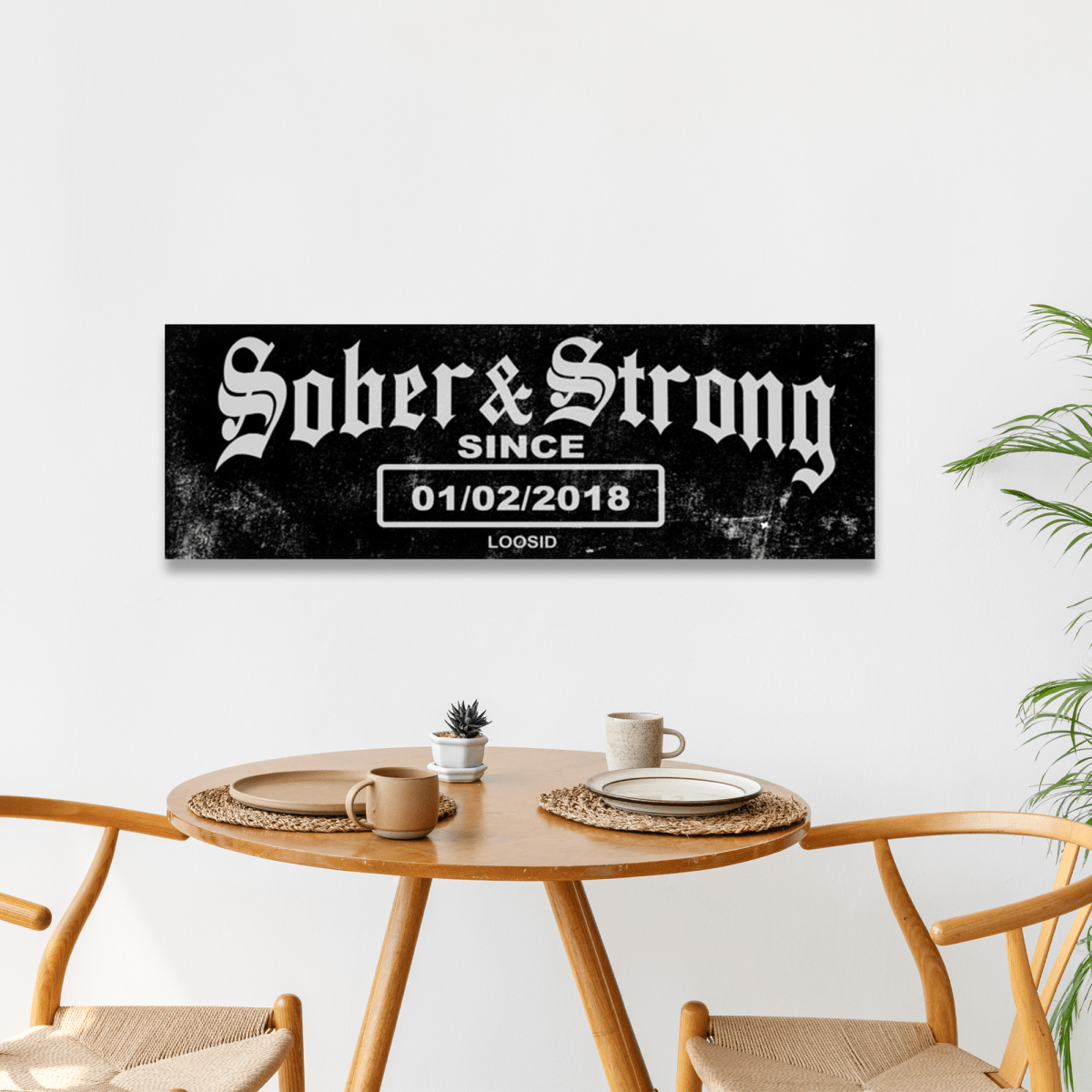 Sober & Strong Printed Composite White Wood Sign w/ Personalized Sobriety Date