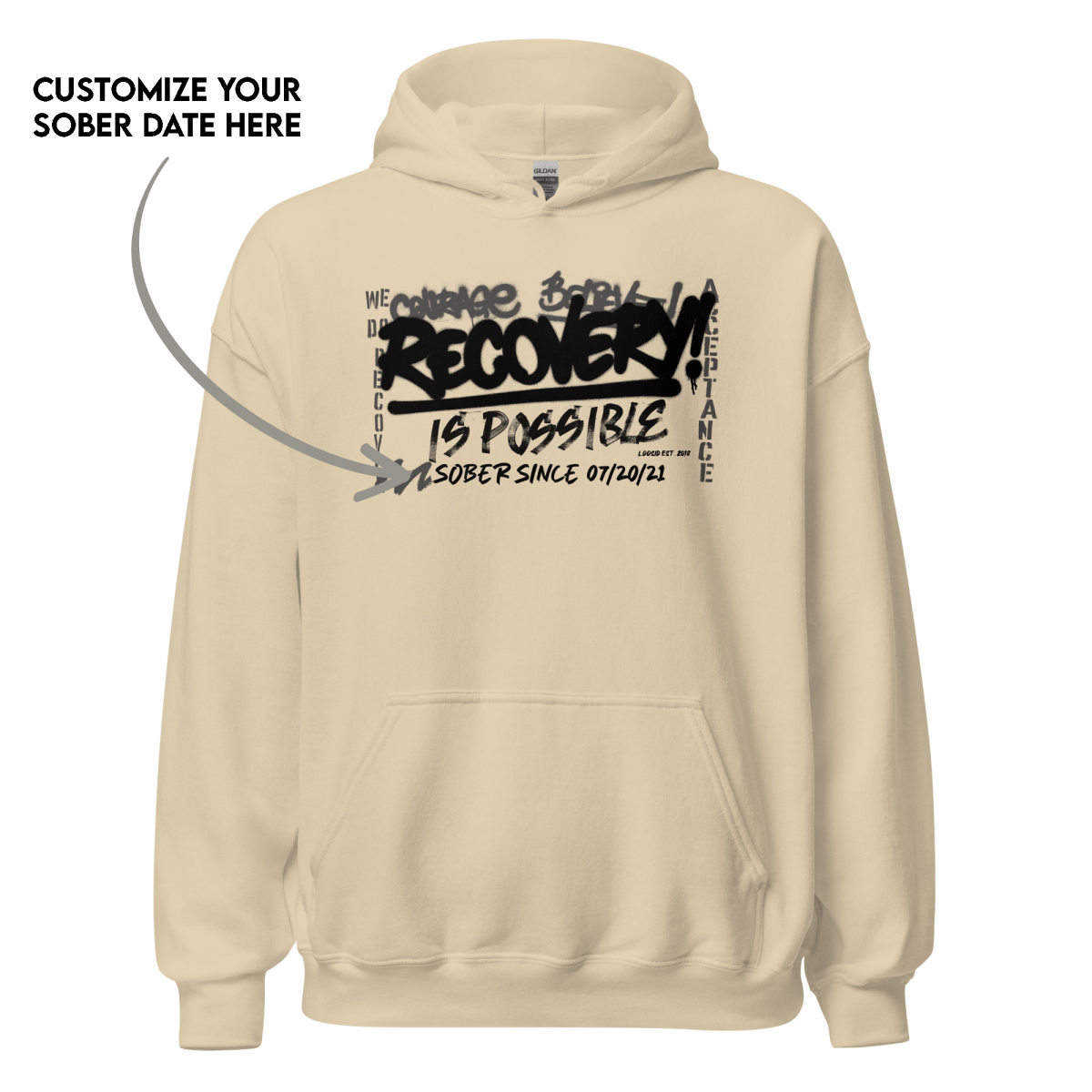 Thoughtful recovery hoodie for personal empowerment