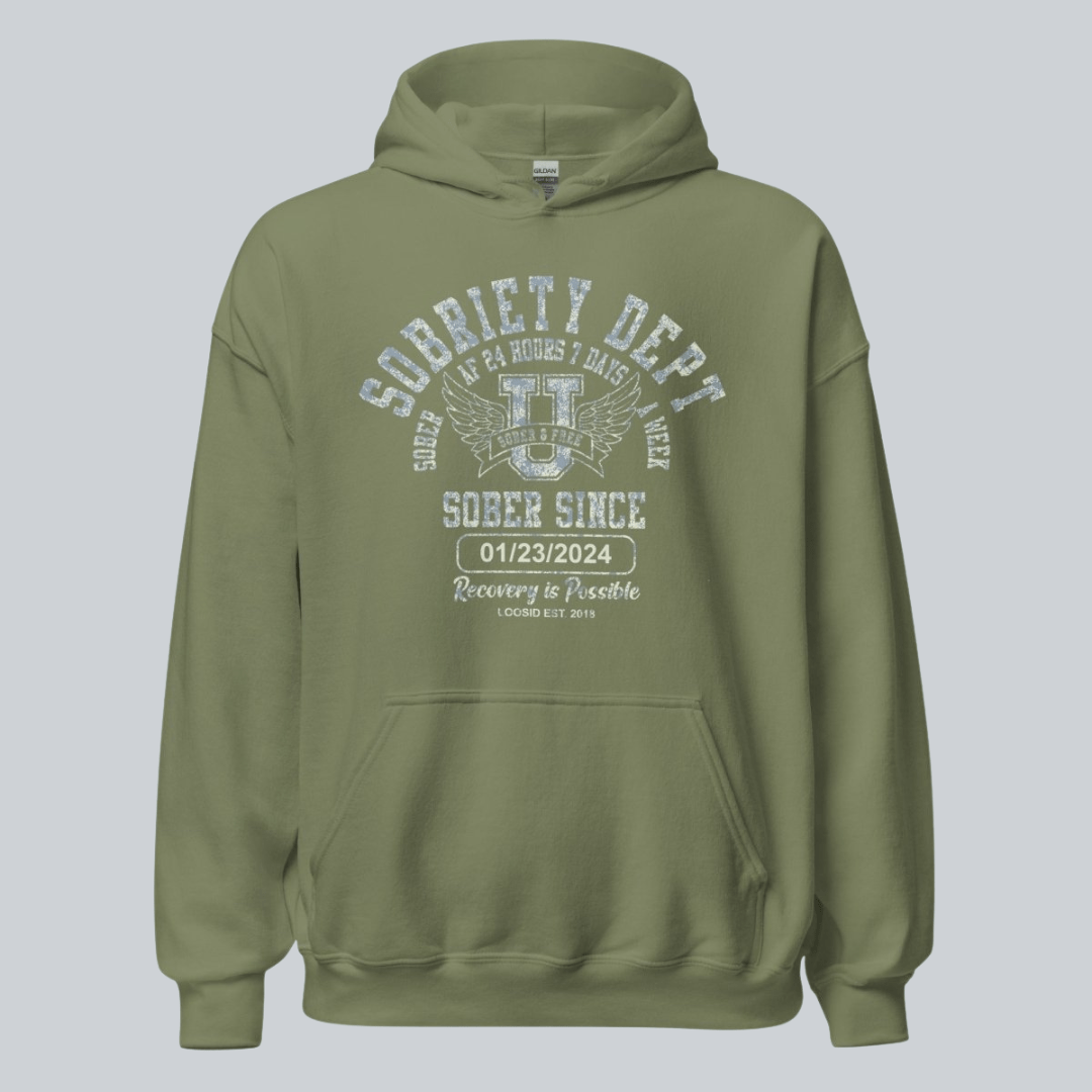 Recovery Hoodie | Sobriety Dept Hoodie with Custom Sobriety Date