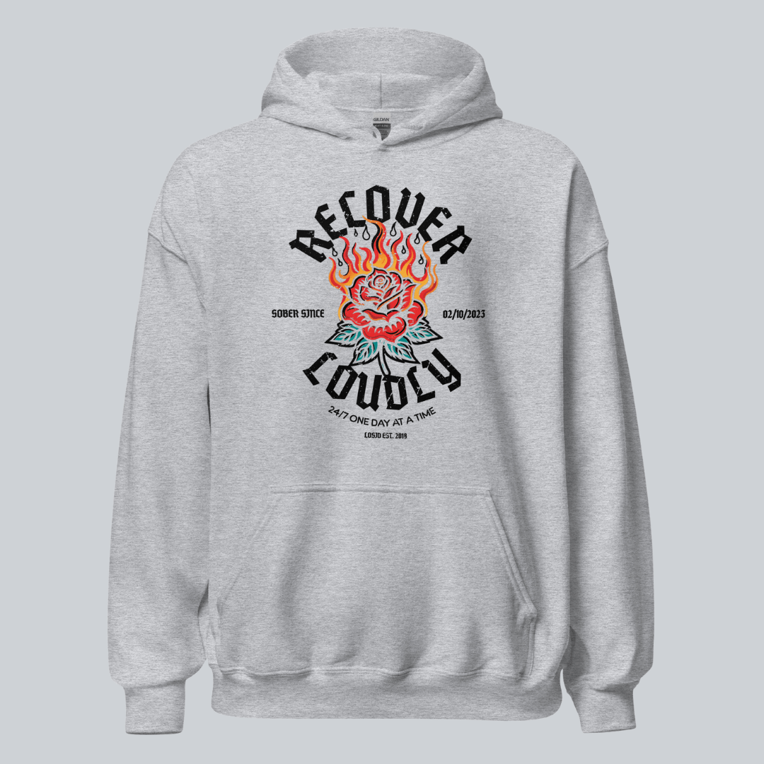 Recovery Hoodie | Recover Loudly Women’s Custom Sobriety Date