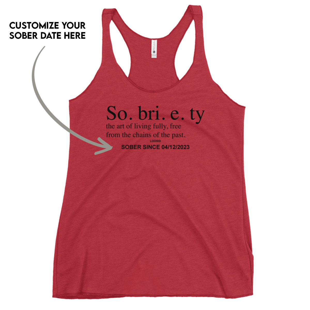 Sobriety Definition Women's Racerback Tank w/Personalize Sober Date