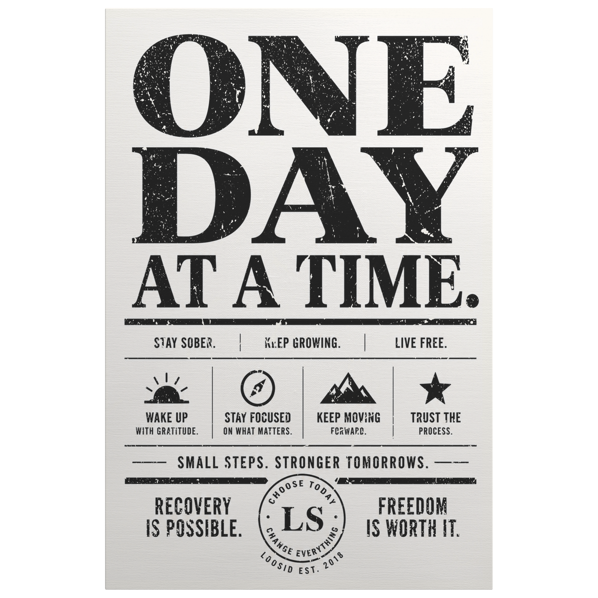 Sobriety Art | One Day At A Time Canvas Wall Art