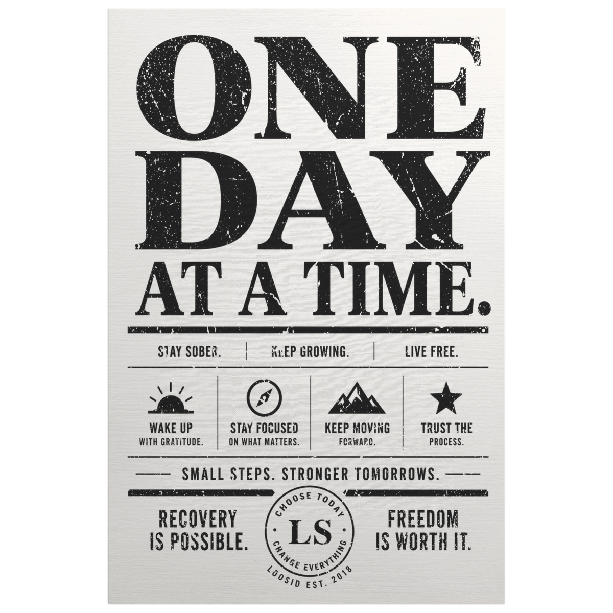 Sobriety Art | One Day At A Time Canvas Wall Art