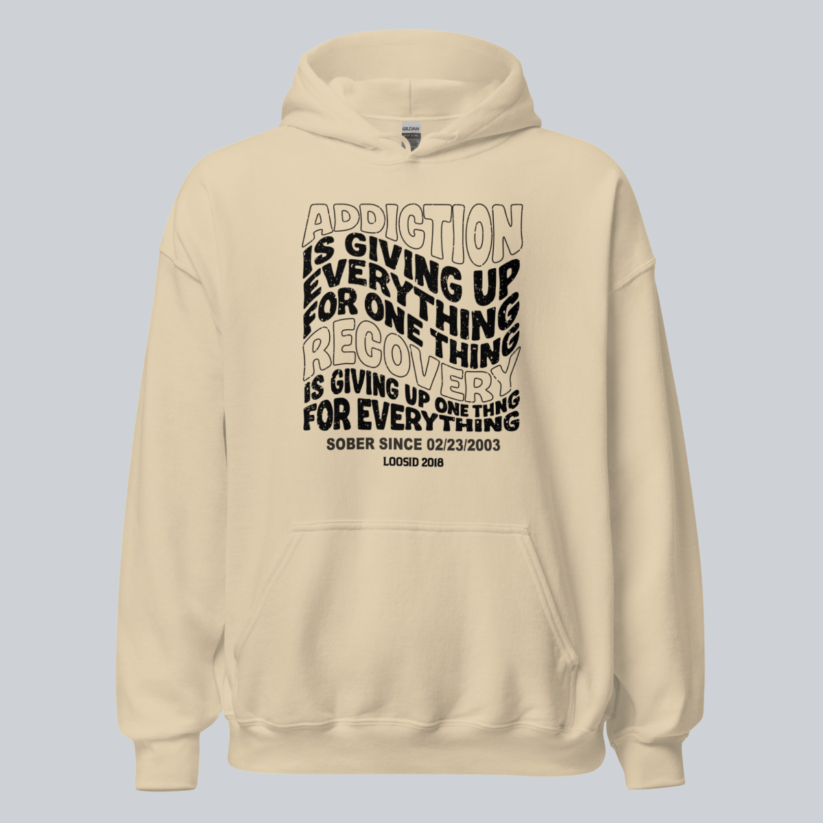 Addiction is Giving up Recovery Hoodie packaging detail (view 18)