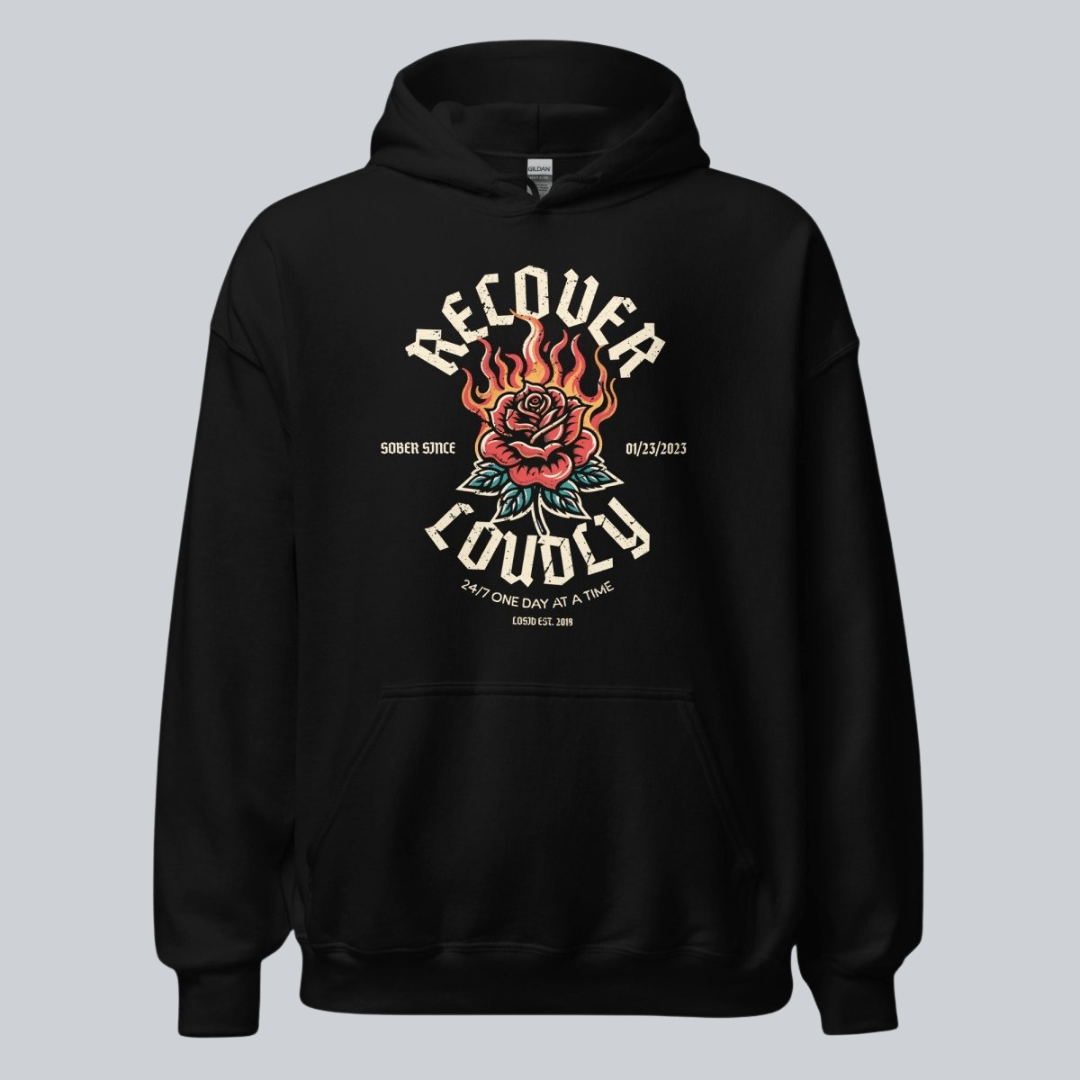Recovery Hoodie | Recover Loudly Women’s Custom Sobriety Date