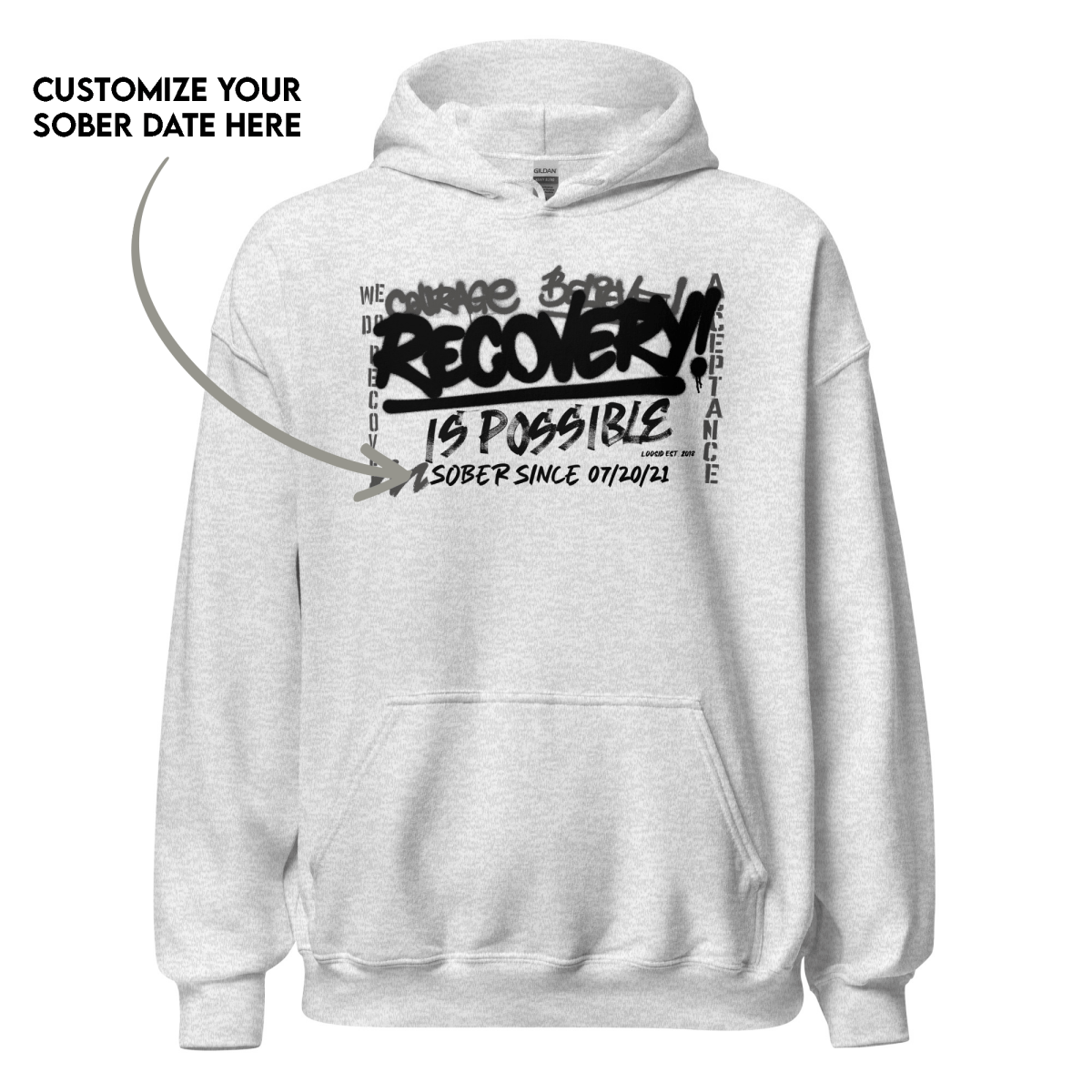 Symbolic recovery hoodie for healing and growth