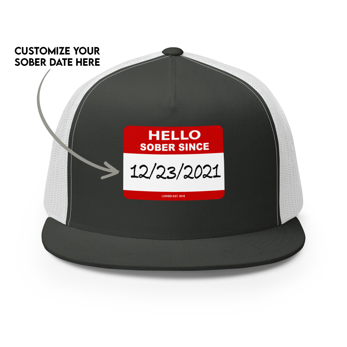 Women's Hello Sober Since Trucker Cap w/ Personalized Sobriety Date