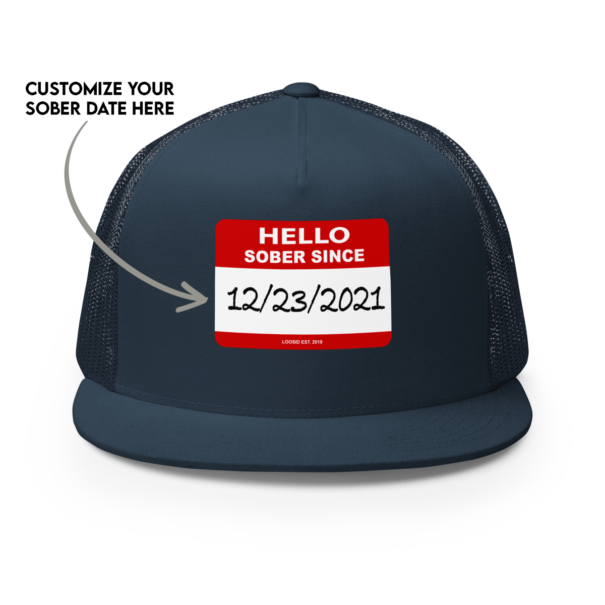 Women's Hello Sober Since Trucker Cap w/ Personalized Sobriety Date