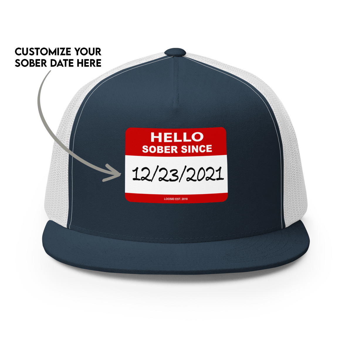 Women's Hello Sober Since Trucker Cap w/ Personalized Sobriety Date