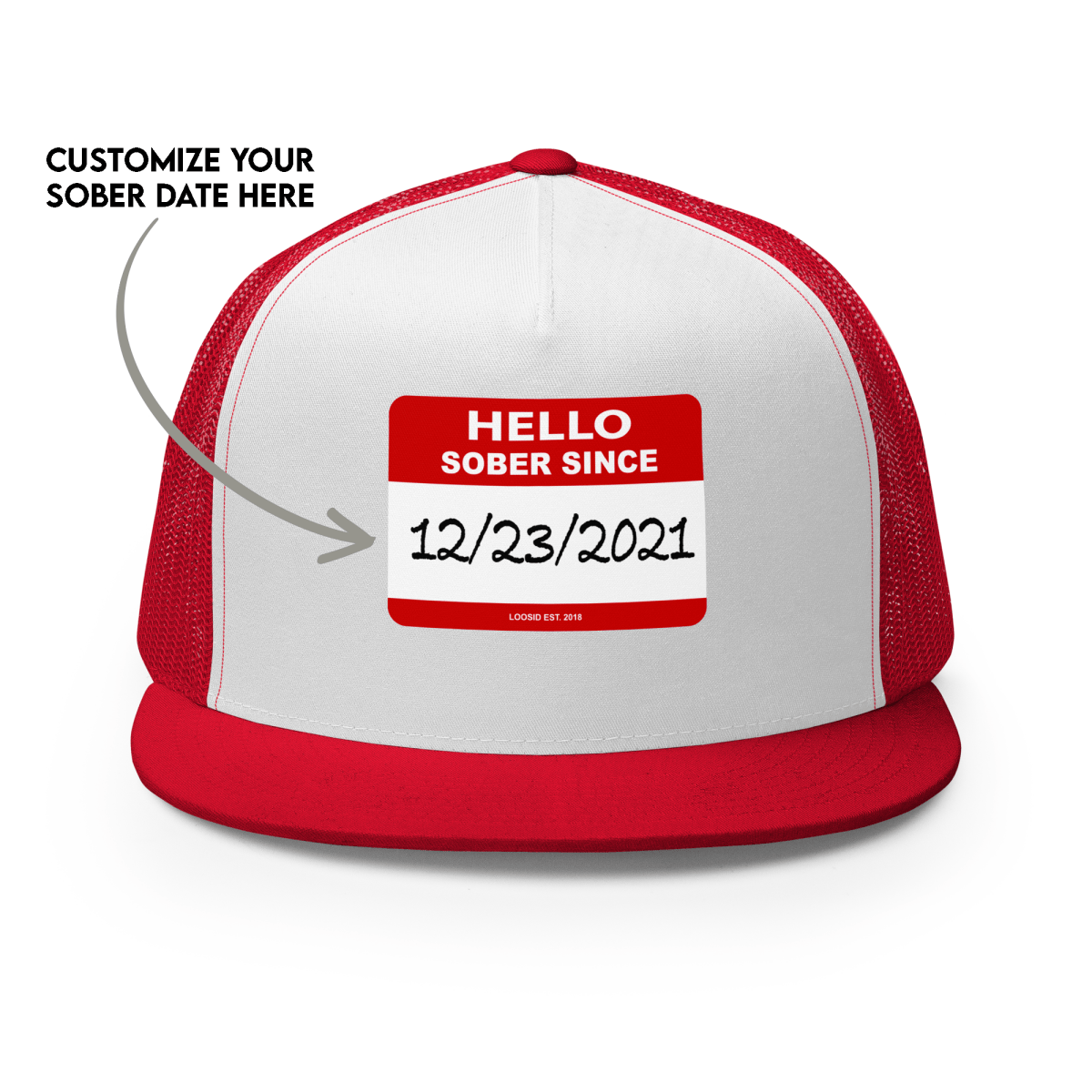 Women's Hello Sober Since Trucker Cap w/ Personalized Sobriety Date