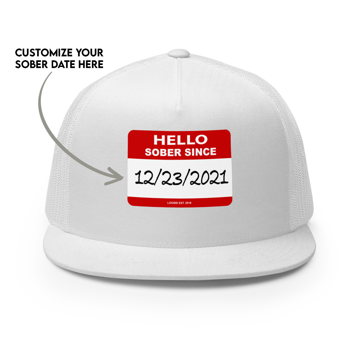 Women's Hello Sober Since Trucker Cap w/ Personalized Sobriety Date