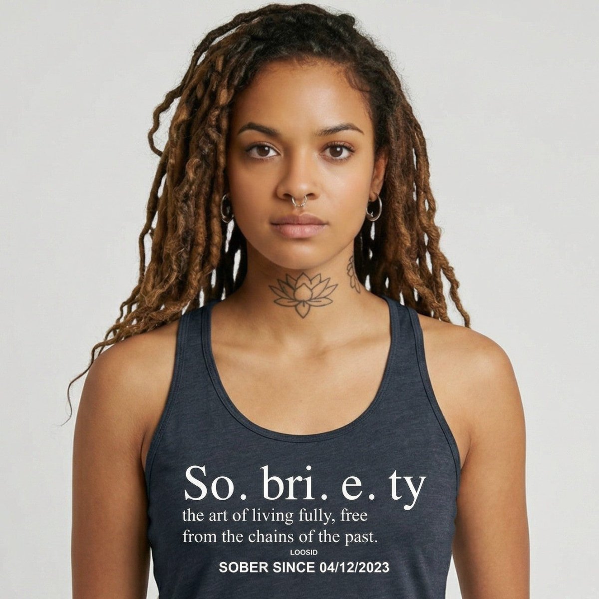 Sobriety Definition Women's Racerback Tank w/Personalize Sober Date