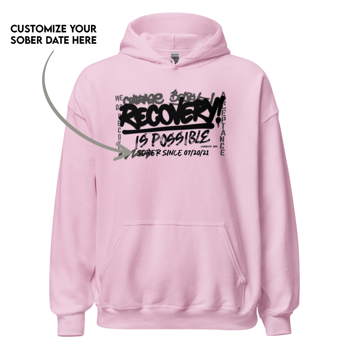 Personalized recovery hoodie for sobriety milestones