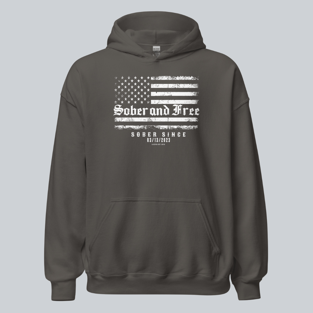 Recovery Hoodie | Sober and Free Custom Sobriety Date