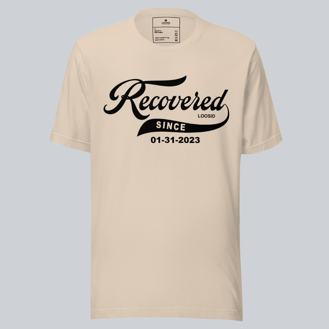 Recovered Since Sober T Shirt close-up view (view 12)
