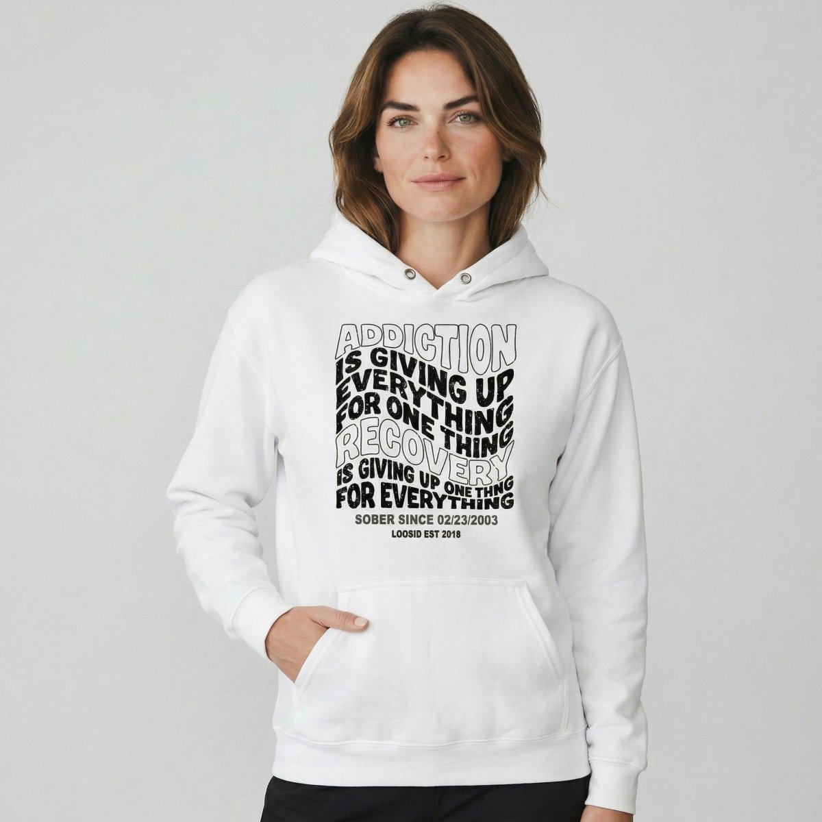 Recovery Hoodie | Women's Addiction is Giving up Hoodie with Personalized Date