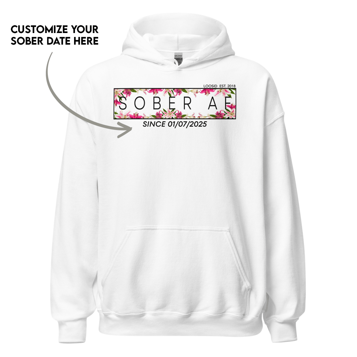 Personalized recovery hoodie celebrating sobriety milestones