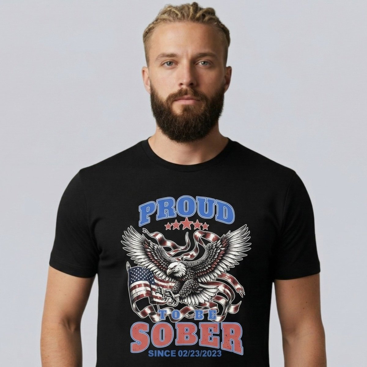 Proud To Be Sober Sober T Shirt close-up view (view 2)