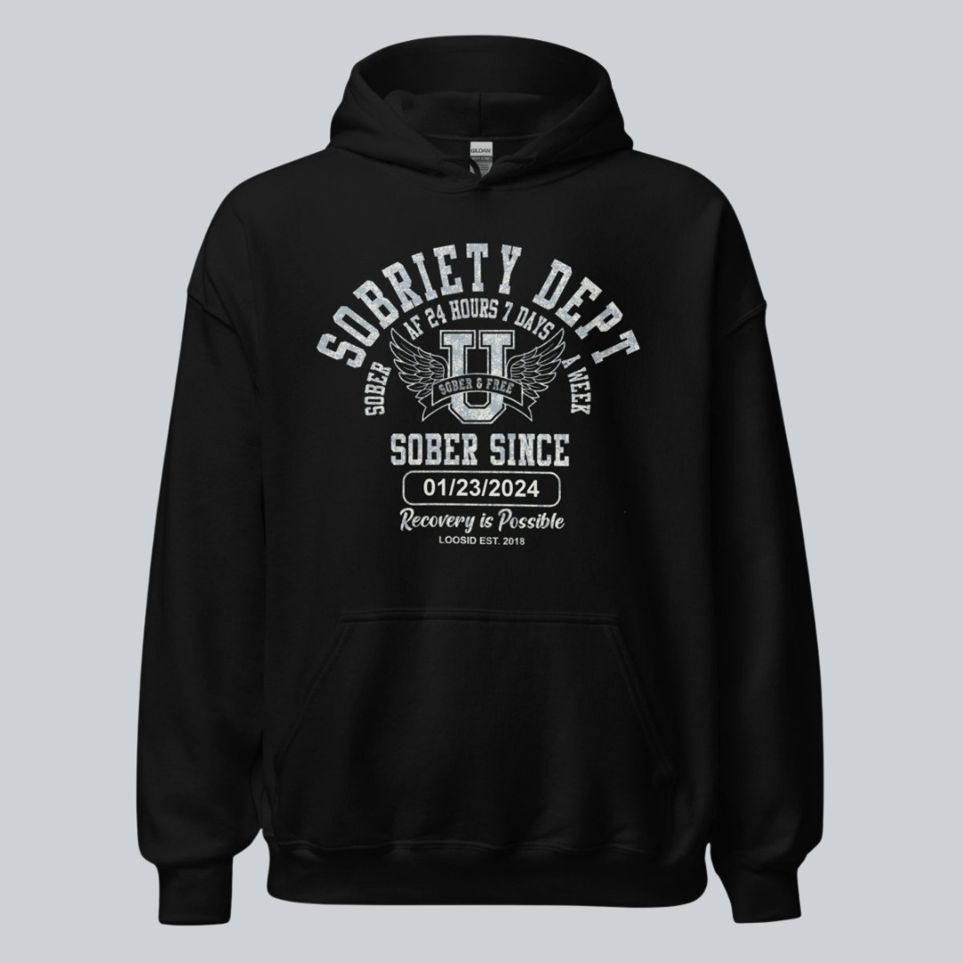 Recovery Hoodie | Sobriety Dept Hoodie with Custom Sobriety Date
