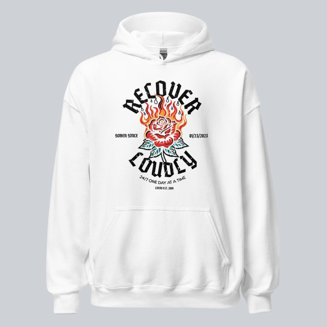 Recovery Hoodie | Recover Loudly Women’s Custom Sobriety Date