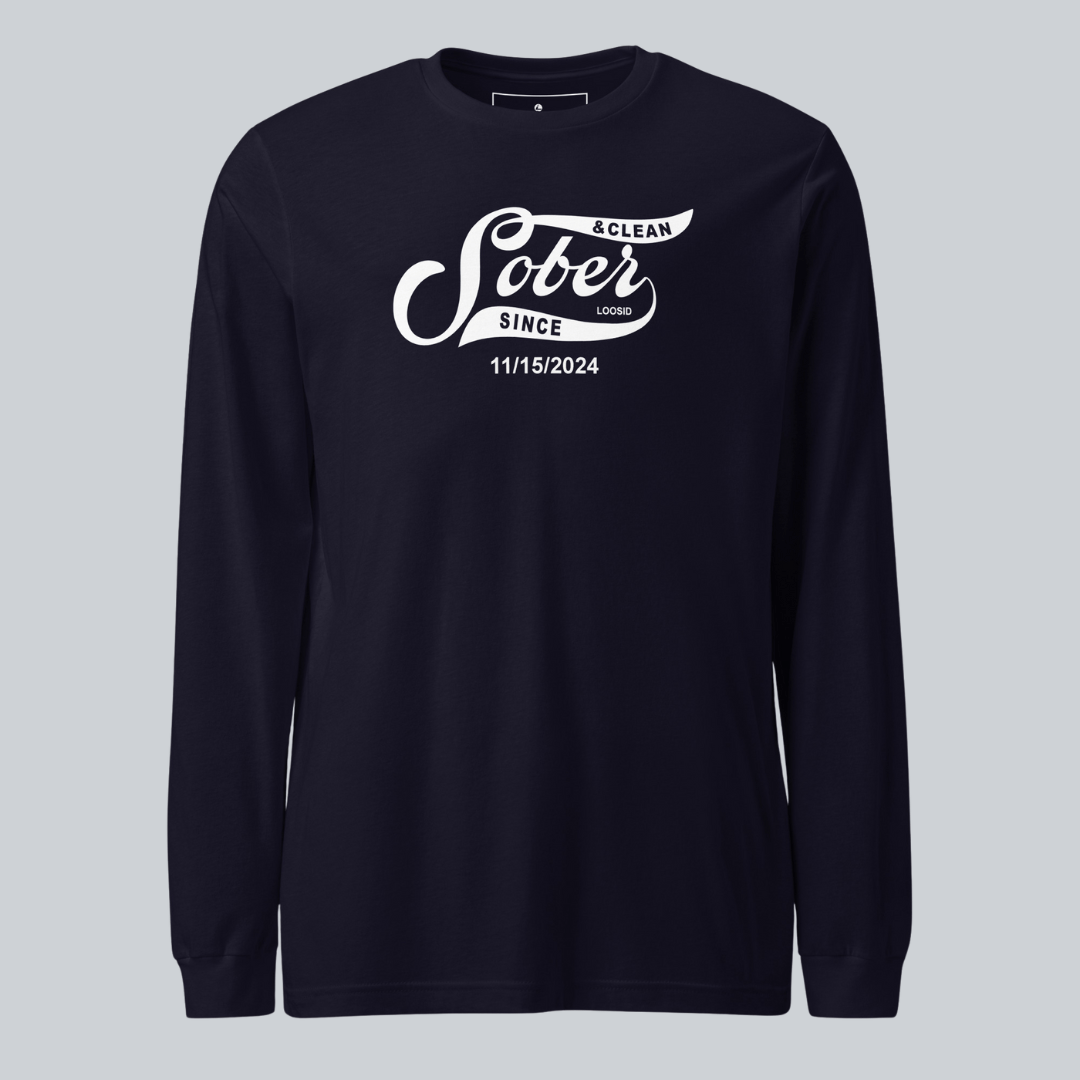 Men's Sober Since Long Sleeve T-shirt w/ Custom Sobriety Date
