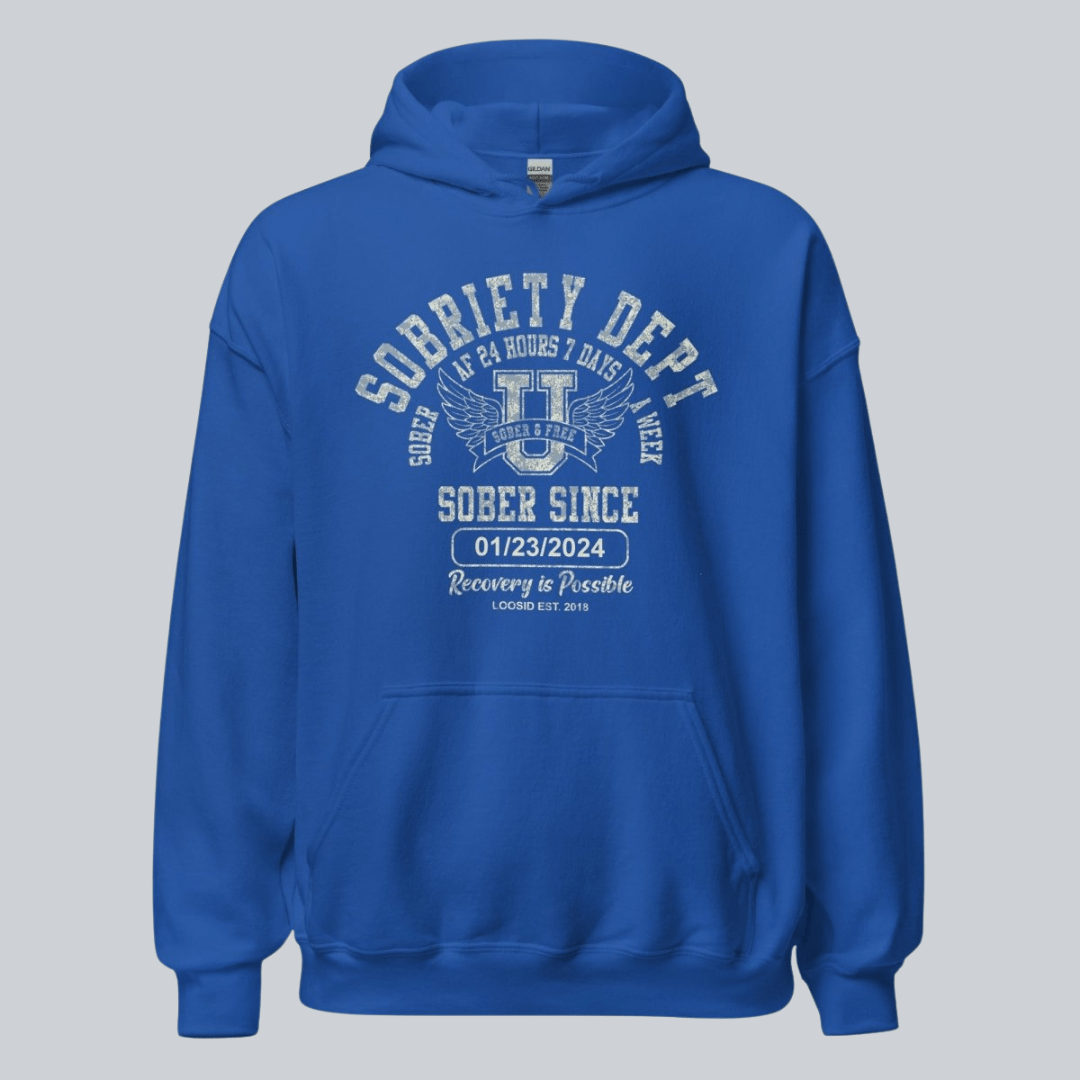 Recovery Hoodie | Sobriety Dept Hoodie with Custom Sobriety Date