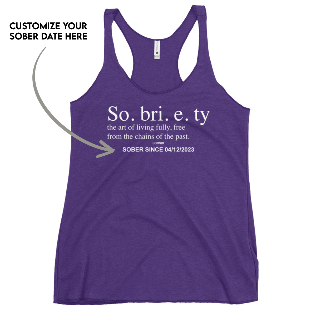 Sobriety Definition Women's Racerback Tank w/Personalize Sober Date