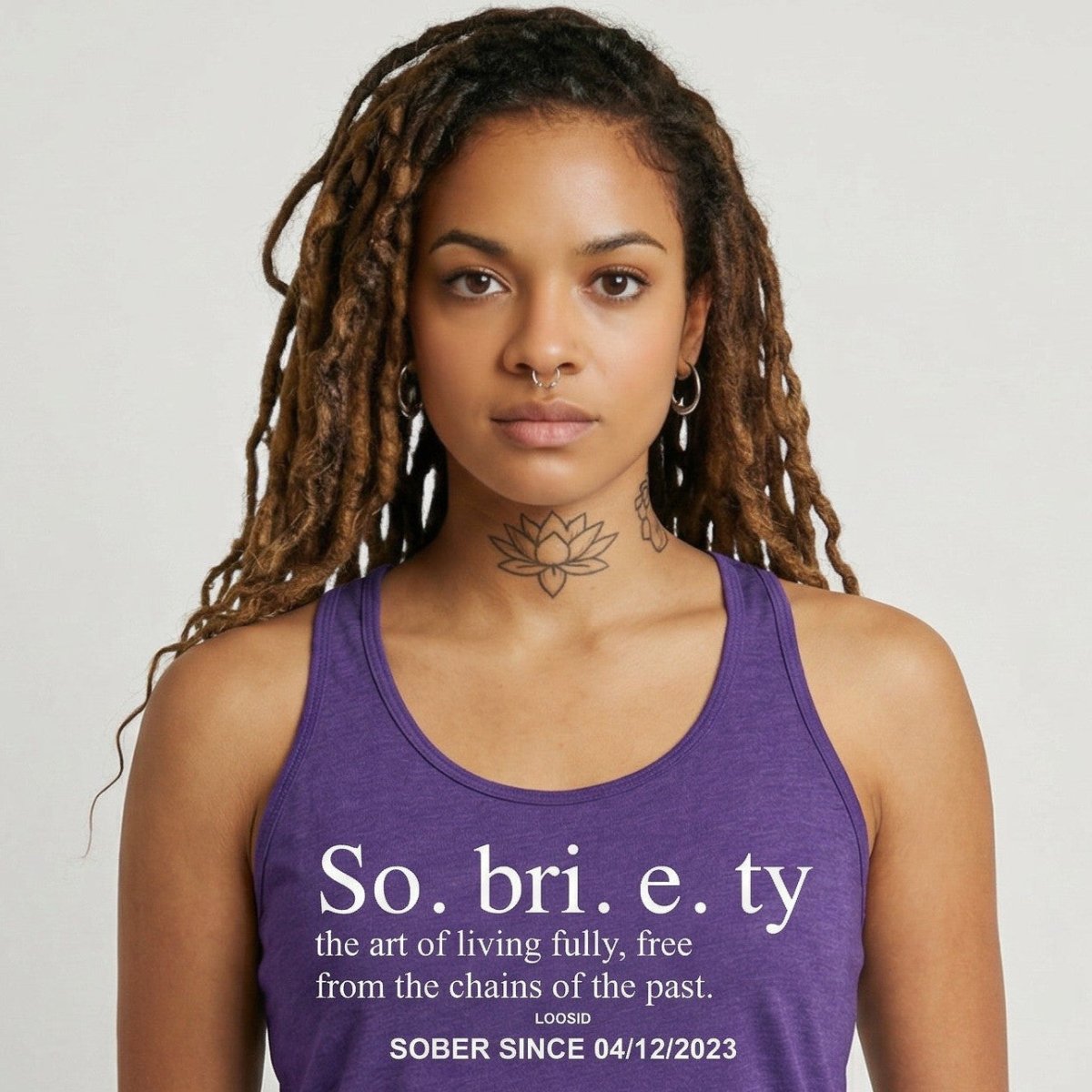 Sobriety Definition Women's Racerback Tank w/Personalize Sober Date