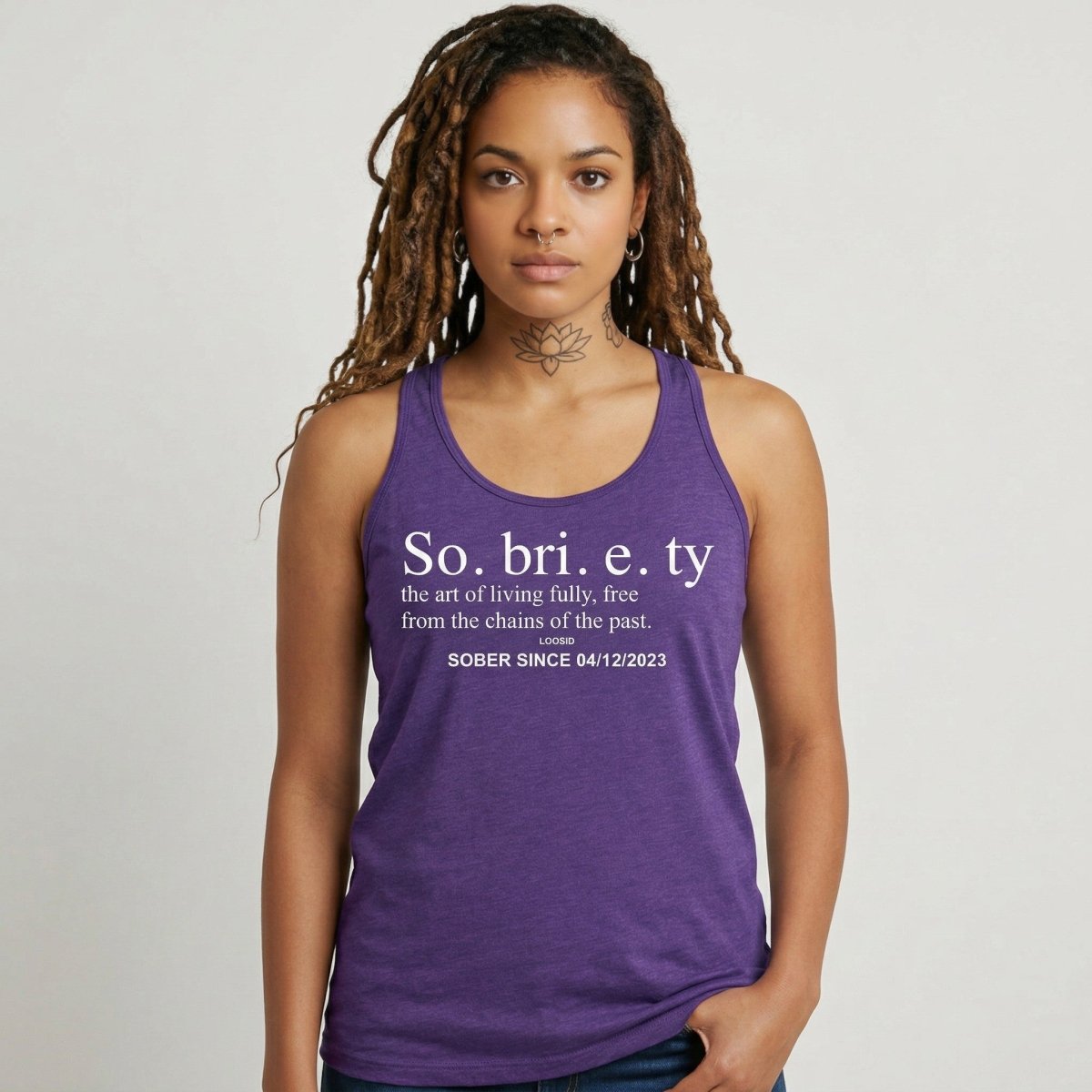 Sobriety Definition Women's Racerback Tank w/Personalize Sober Date