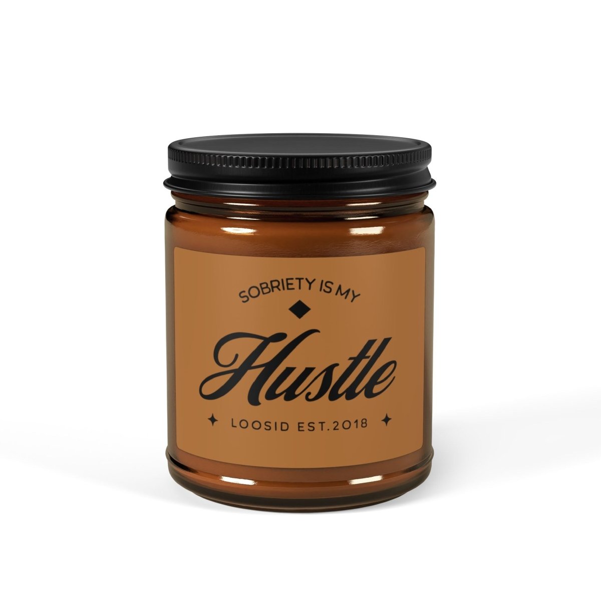 Sobriety is My Hustle Sobriety Candle, front-view product shot