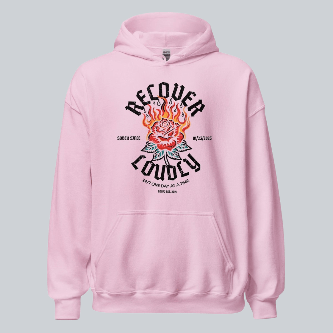 Recovery Hoodie | Recover Loudly Women’s Custom Sobriety Date