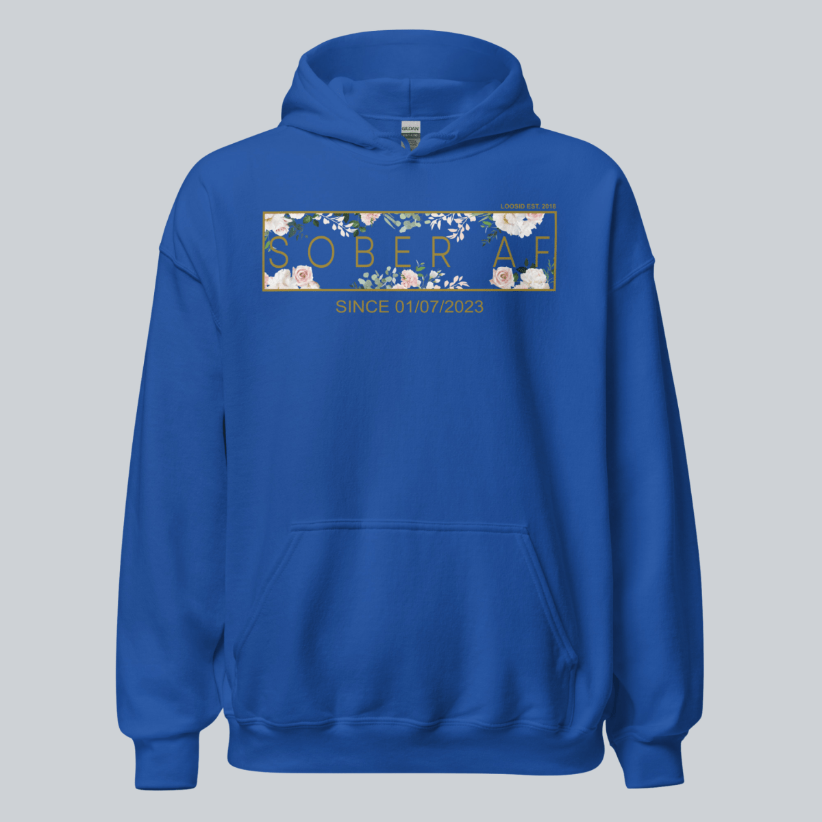 Recovery Hoodie | Women's Sober AF Flower Hoodie with Custom Date