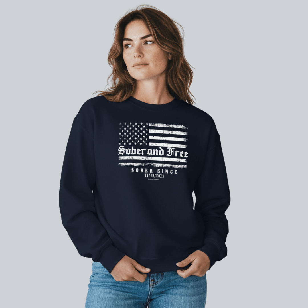 Sober and Free Sobriety Recovery Hoodie fit detail (view 9)
