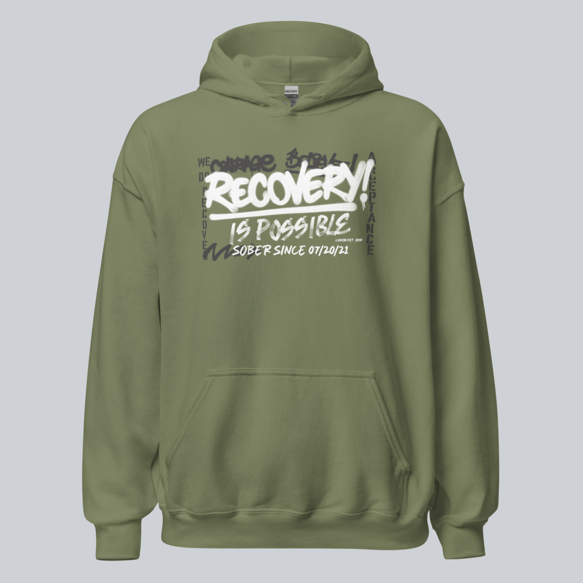 Recovery Hoodie | Men’s Recovery Is Possible Hoodie with Date