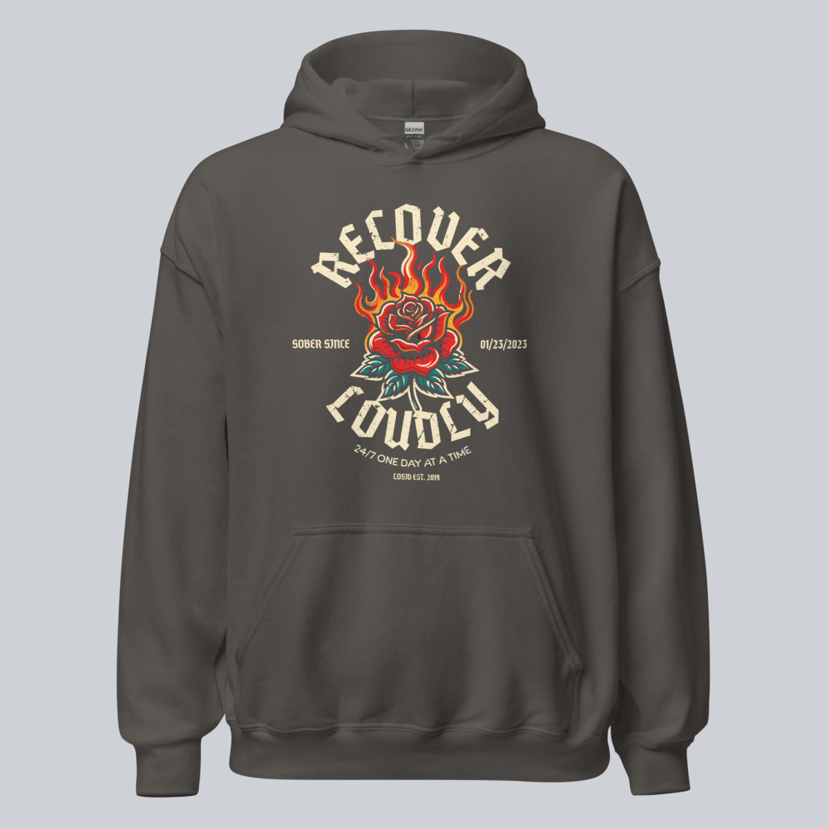 Recovery Hoodie | Recover Loudly Custom Sobriety Date Hoodie