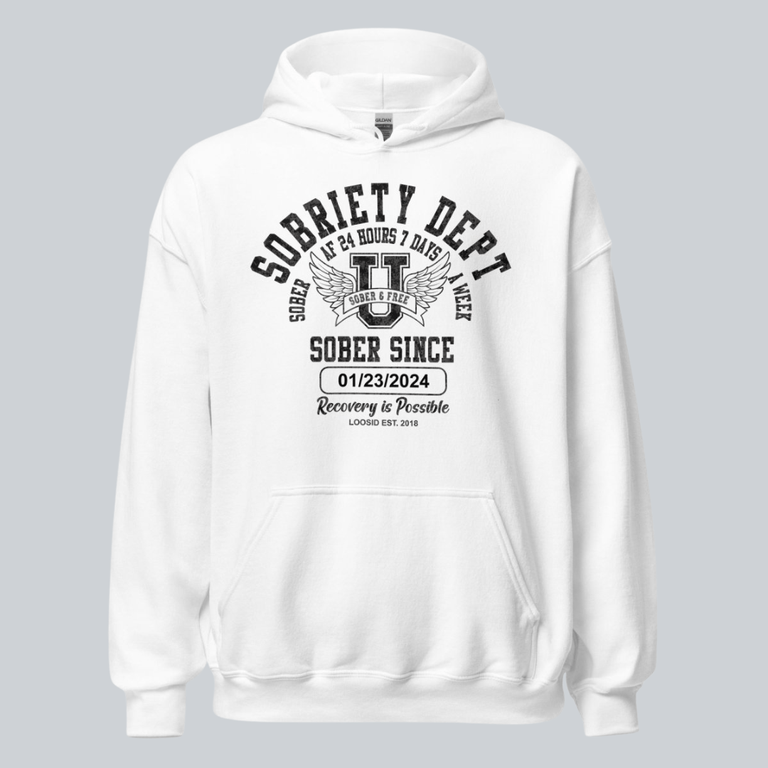 Recovery Hoodie | Sobriety Dept Hoodie with Custom Sobriety Date