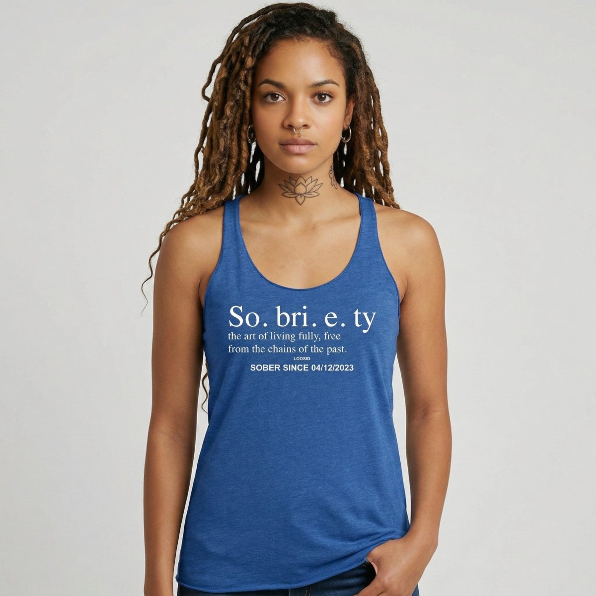 Sobriety Definition Women's Racerback Tank w/Personalize Sober Date