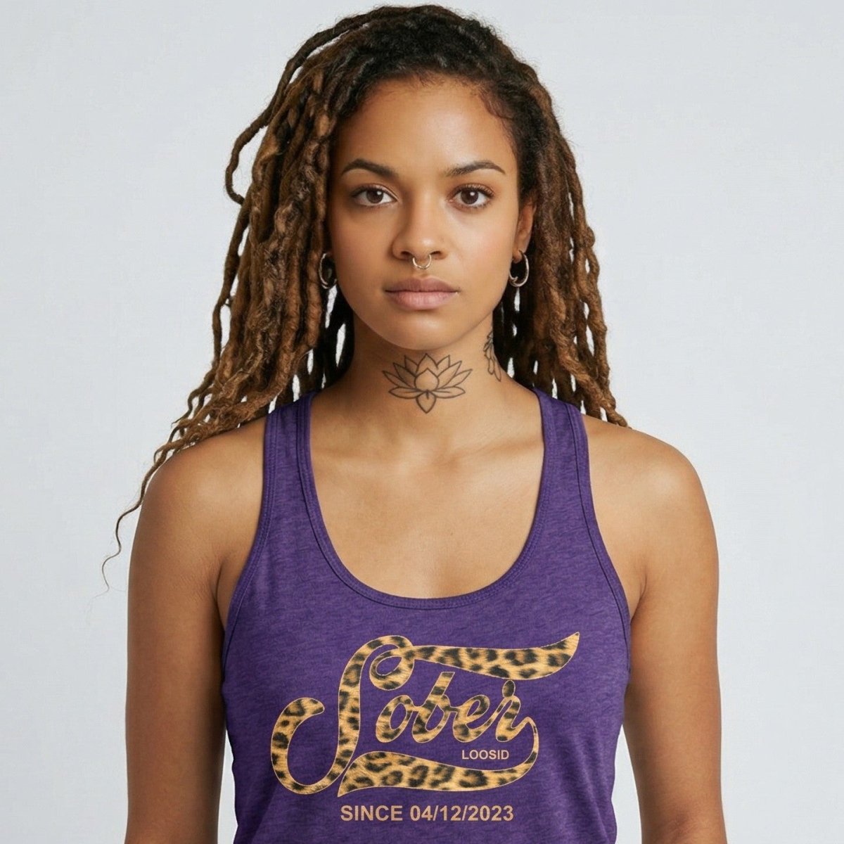Leopard Sober Since Sober Tank Top side view (view 6)
