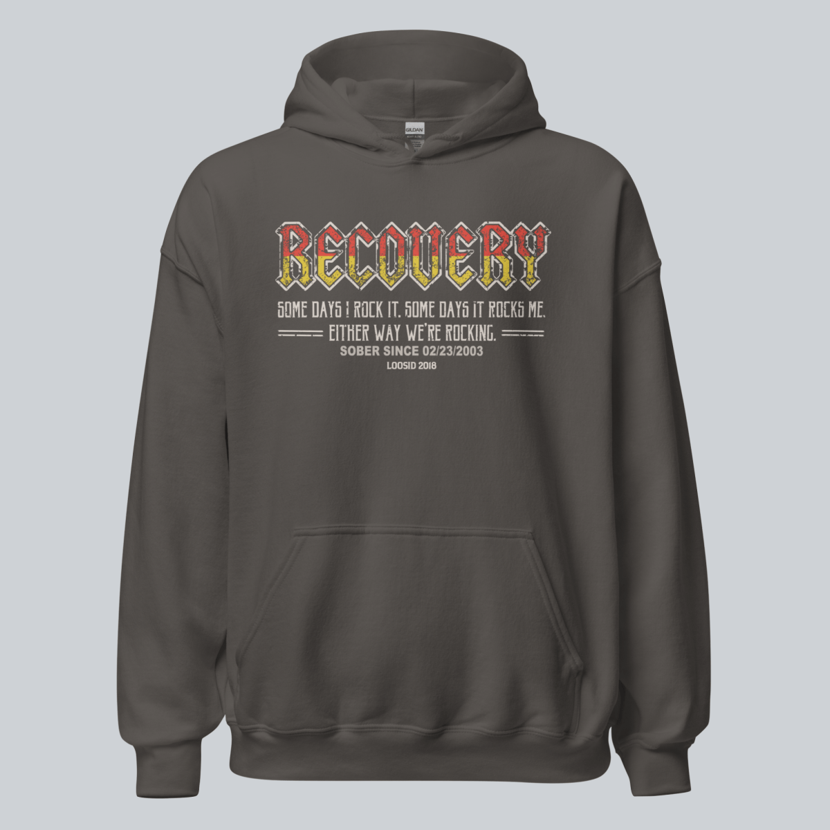 Recovery Hoodie | Men's Recovery Rock Hoodie with Personalized Date