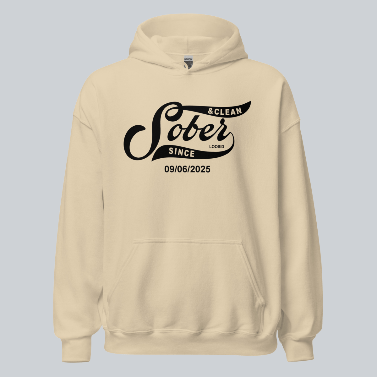 Men Sober Since Hoodie w/ Personalized Sobriety Date