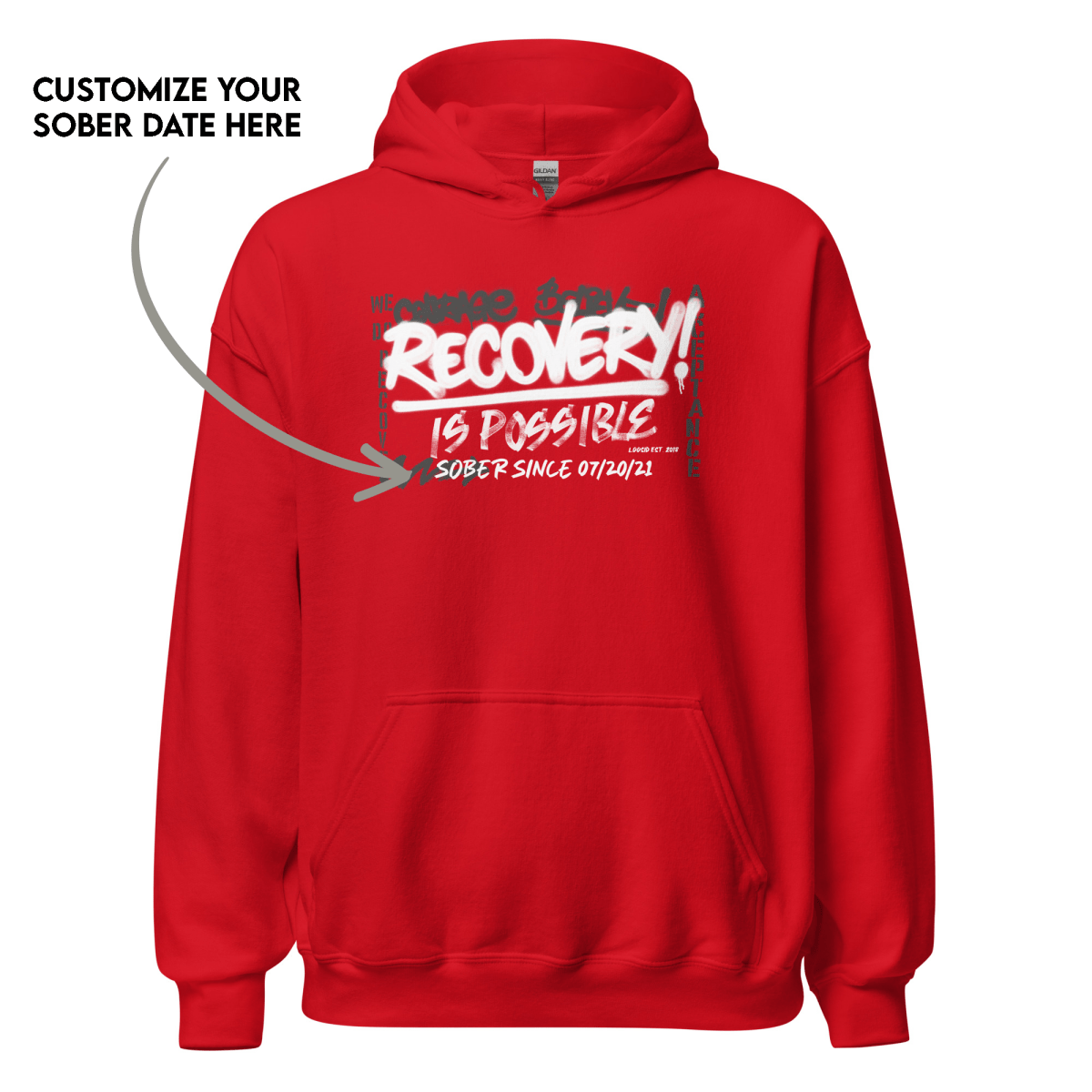Recovery hoodie designed to inspire strength and hope