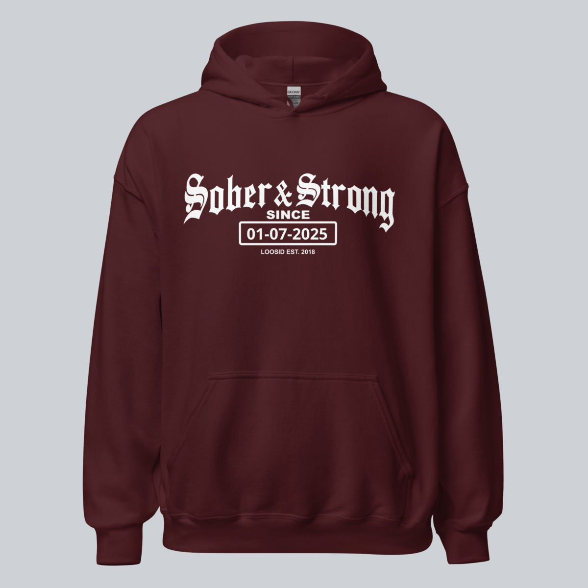 Recovery Hoodie | Women’s Old School Sober Hoodie with Custom Date