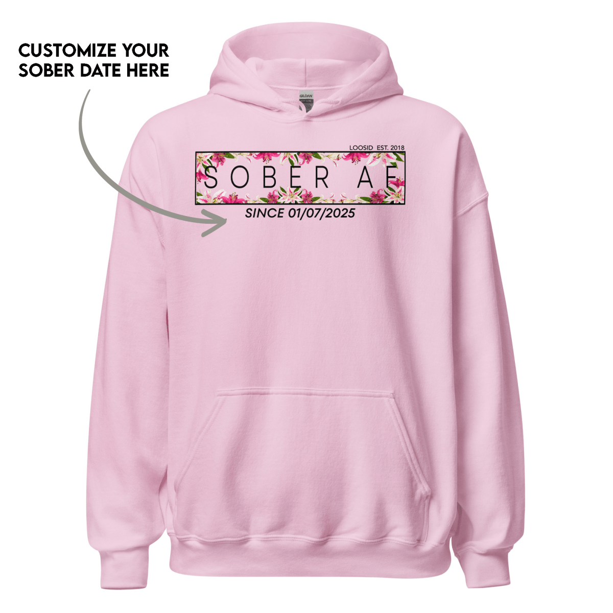 Custom recovery hoodie supporting mental wellness