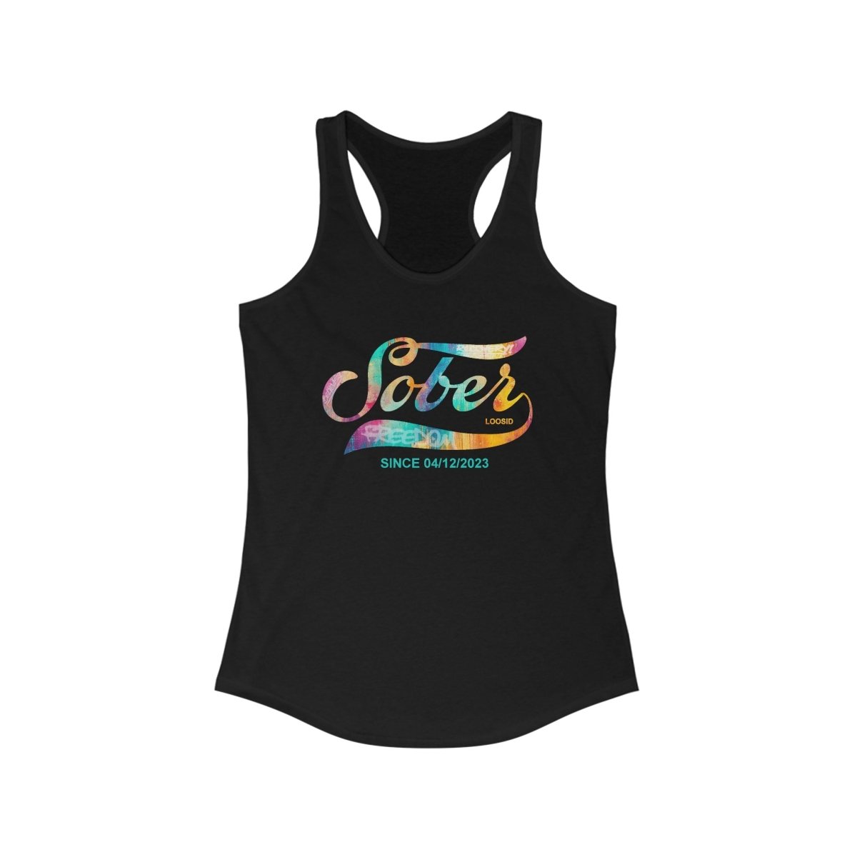 Women’s Sober T Shirt racerback celebrating sobriety milestones