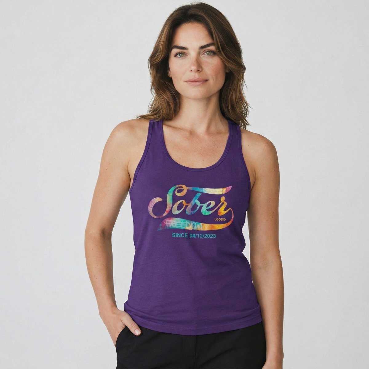 Sober T Shirt | Women’s Sober Since Racerback Tank with Date