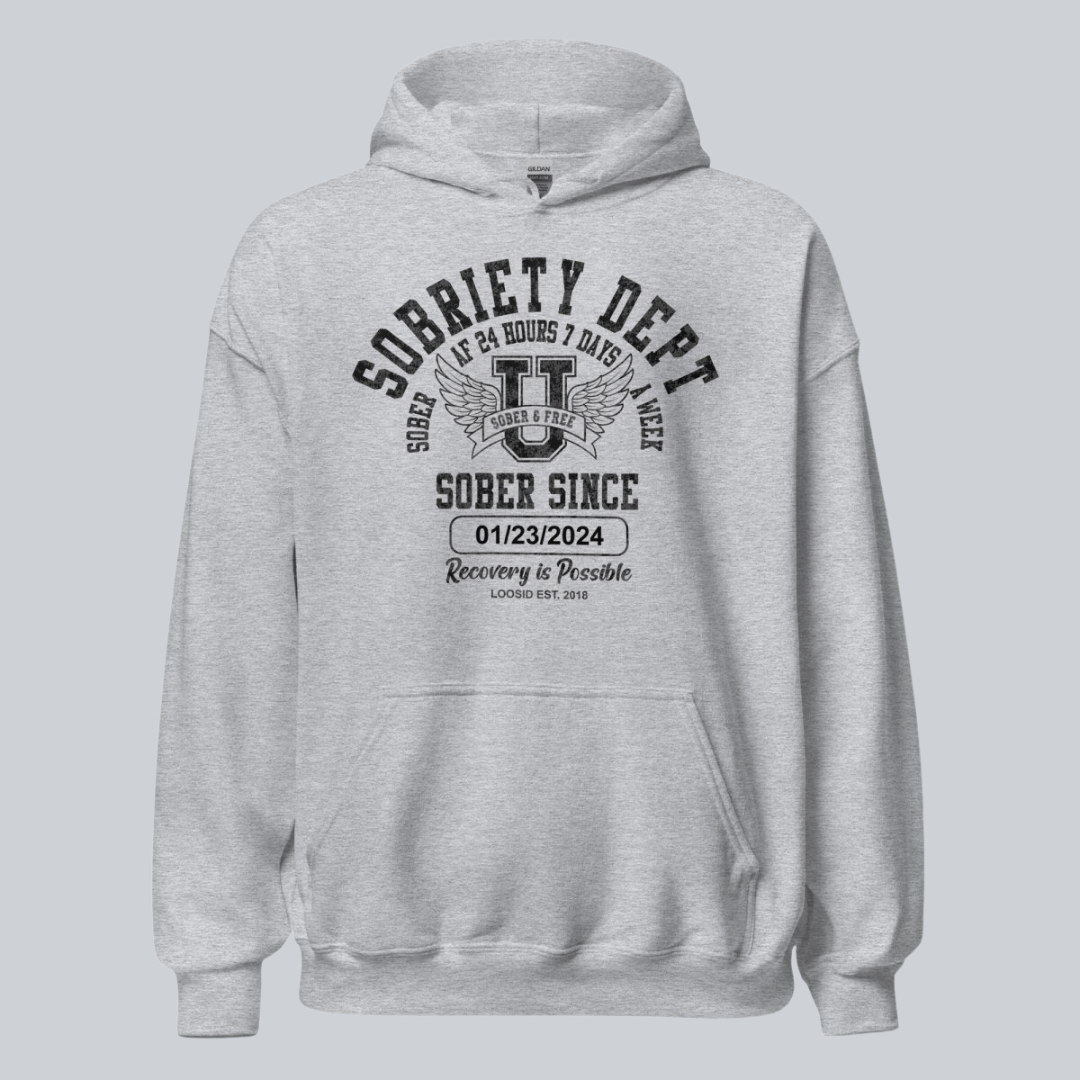 Recovery Hoodie | Sobriety Dept Hoodie with Custom Sobriety Date