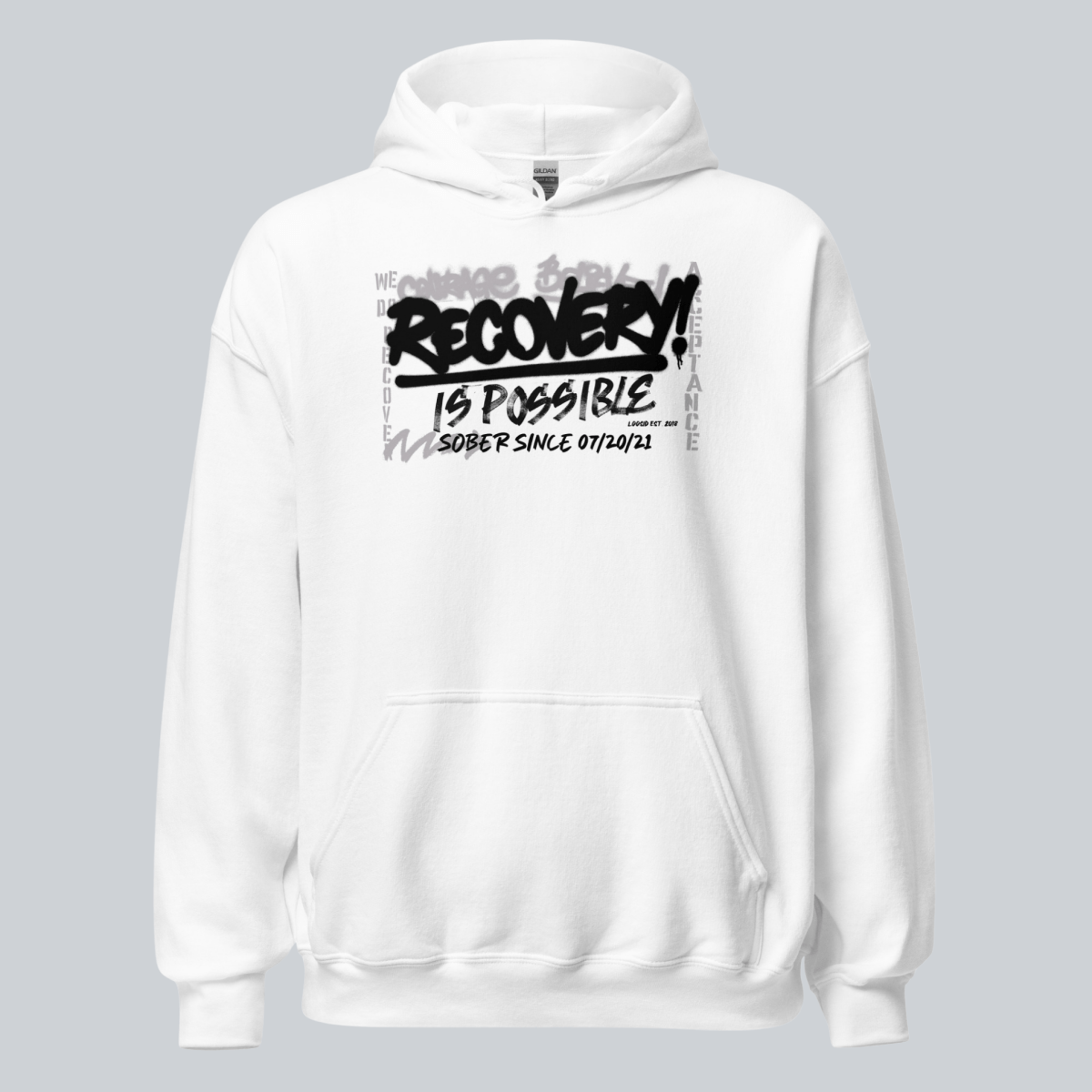 Recovery Hoodie | Men’s Recovery Is Possible Hoodie with Date