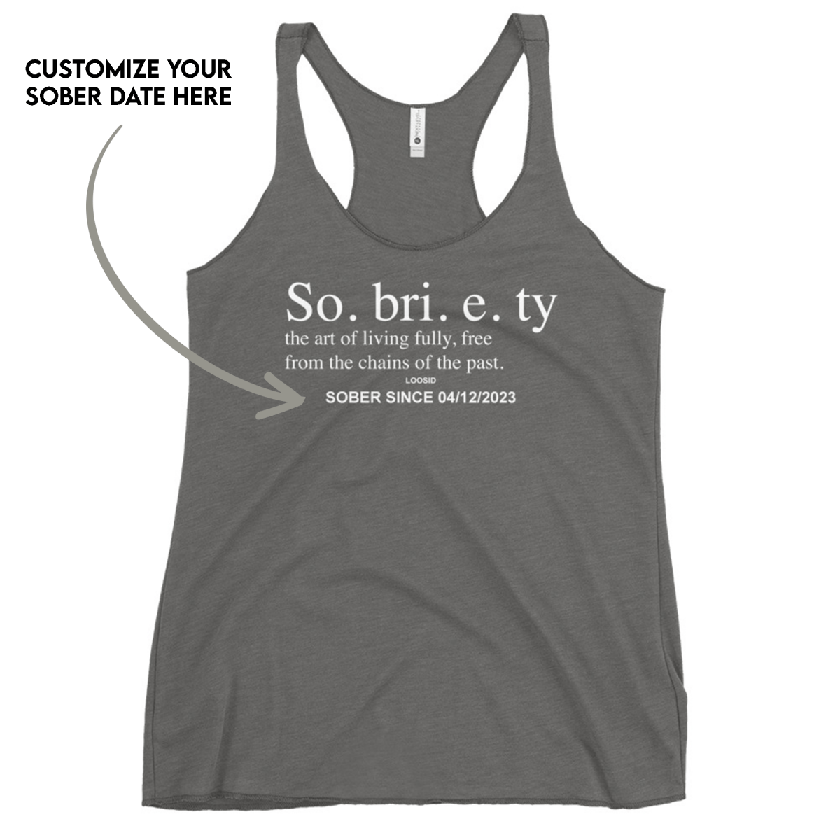 Sobriety Definition Women's Racerback Tank w/Personalize Sober Date